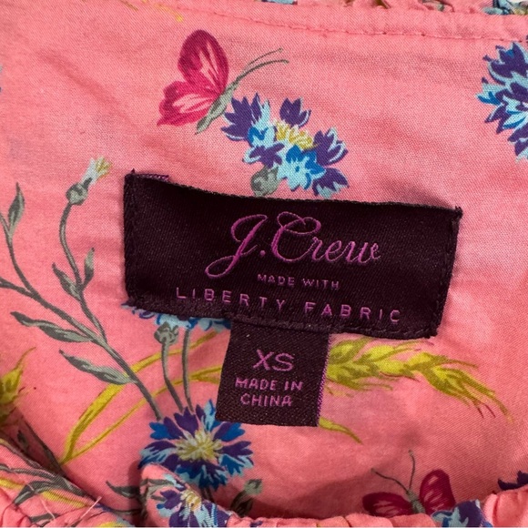J.Crew Cotton Poplin Ruffle Blouse Embroidery Liberty Print Floral XS - Picture 7 of 7